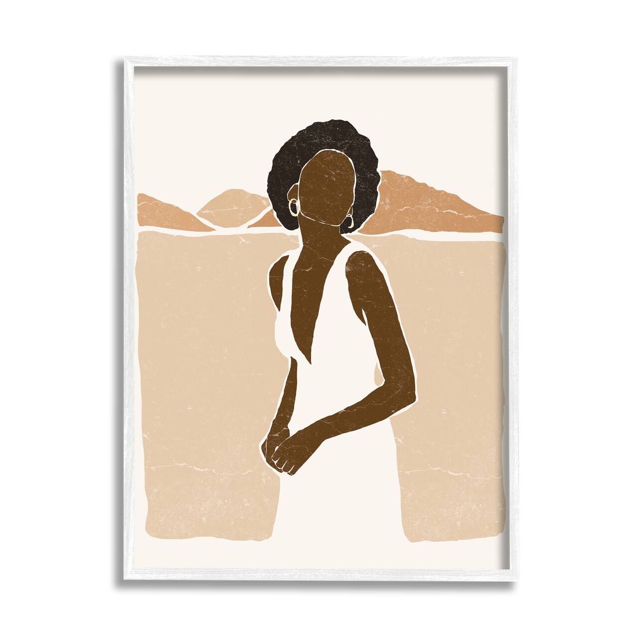 Stupell Industries Woman Standing in Desert Canyon Mountain Landscape Framed Wall Art